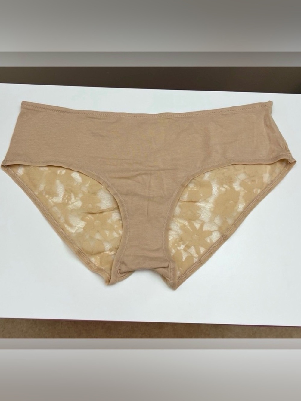 Victoria’s Secret Sexy Nude cotton & lace scrunch ruched Hiphugger panties VS XL